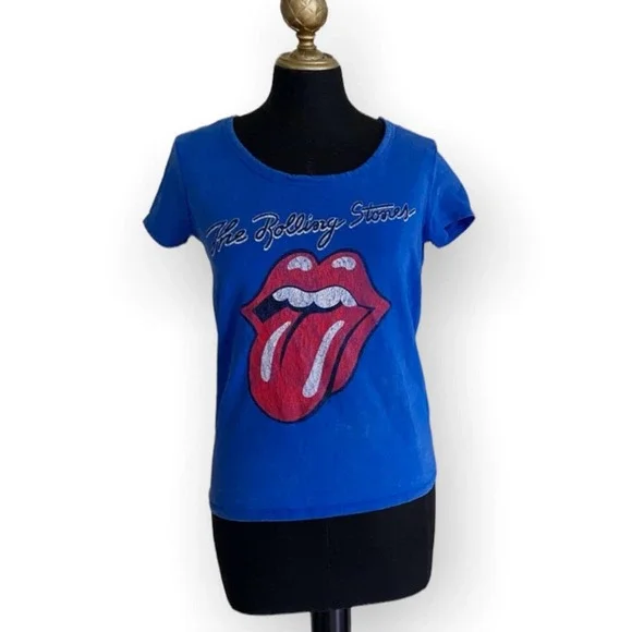 Bravado The Rolling Stones Tee Tongue Short Sleeve Top Blue Size XS - Picture 1 of 6